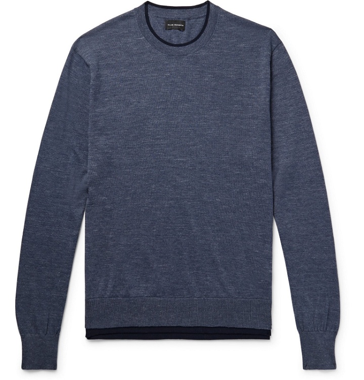 Photo: Club Monaco - Layered Mélange Cotton-Blend Sweater - Blue