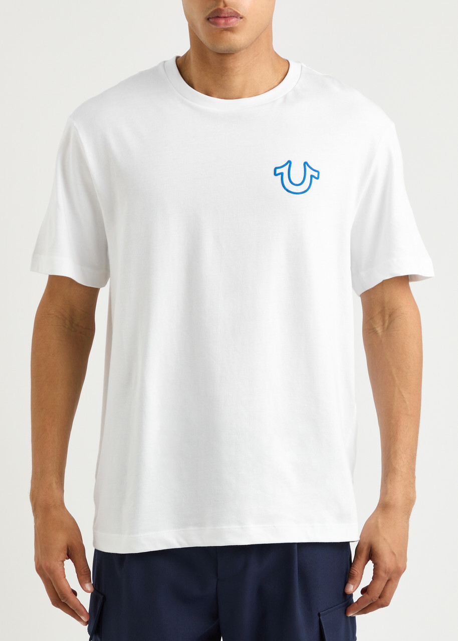 True Religion Logo-print Cotton T-shirt White And Blue True