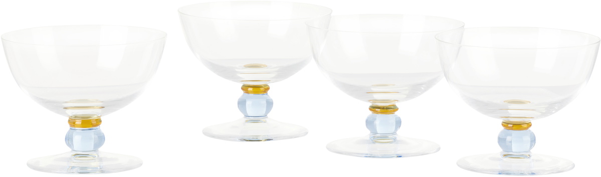 Akua Objects Blue & Orange Noam Champagne Glasses, 4 pcs