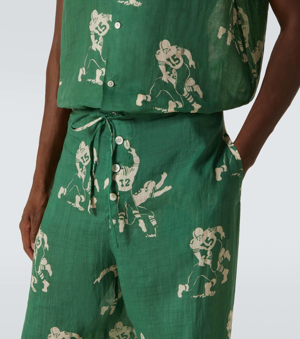 Bode Football linen pajama pants