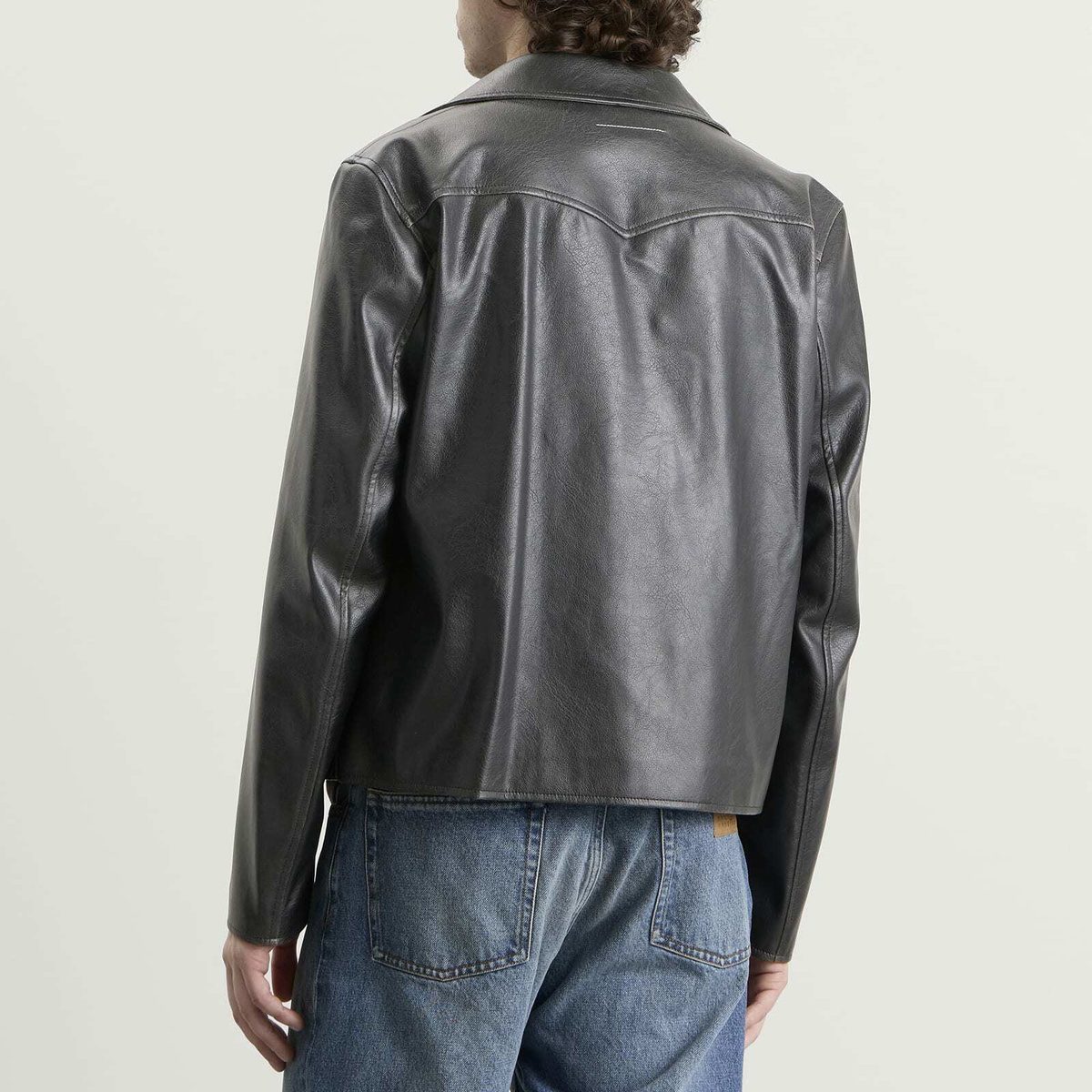 MM6 Maison Margiela Men's Faux Leather Jacket in Black
