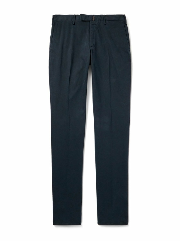 Photo: Incotex - Straight-Leg Cotton-Blend Twill Trousers - Blue