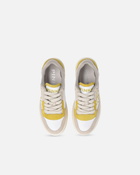 Pinko Flat Leather Sneakers With Contrasting Logo White/Lime