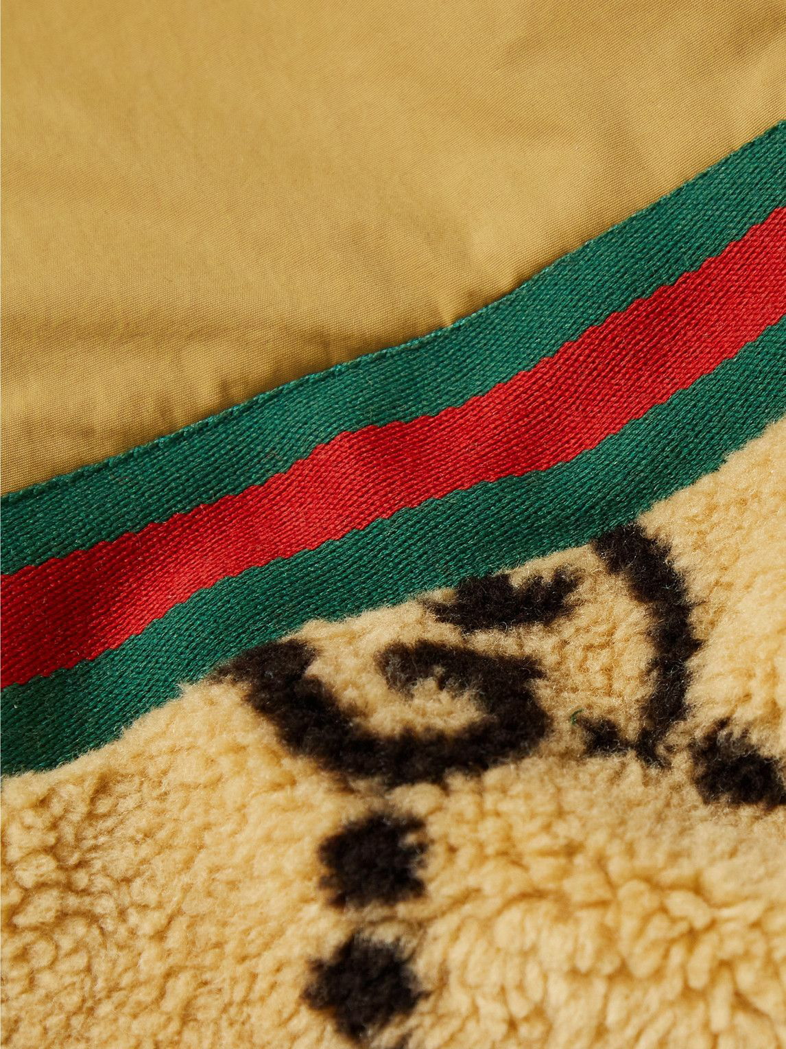 GUCCI Logo-Jacquard Wool-Blend Fleece and Shell Half-Zip Track