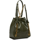 BALMAIN Green Pulse Calfskin Leather Backpack