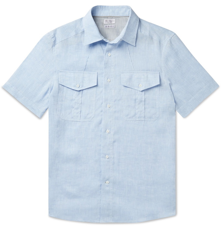 Photo: Brunello Cucinelli - Slub Cotton Shirt - Blue