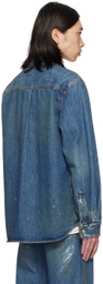 Helmut Lang Blue Painted Denim Shirt