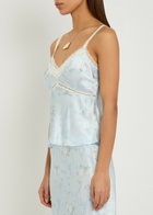 Loveshackfancy Lirena Floral-print Silk Cami top Light Blue