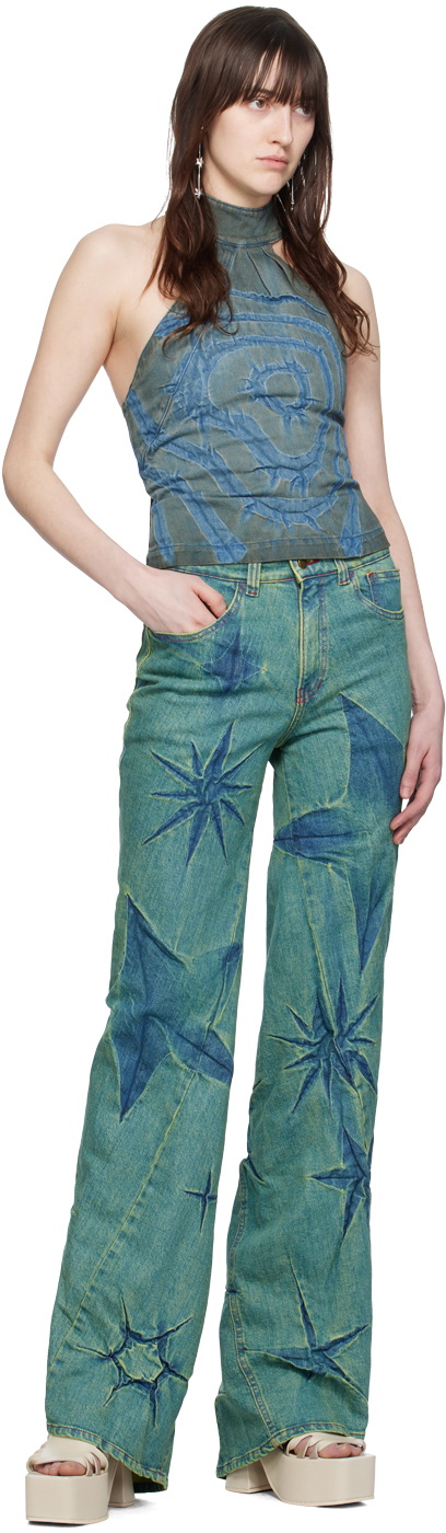 Masha Popova SSENSE Exclusive Khaki & Blue Denim Tank Top
