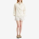 AMI Paris Women's Elasticated Shorts in Off White/Blue