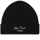 YMC Men's Emrbroidered Beanie Hat in Black