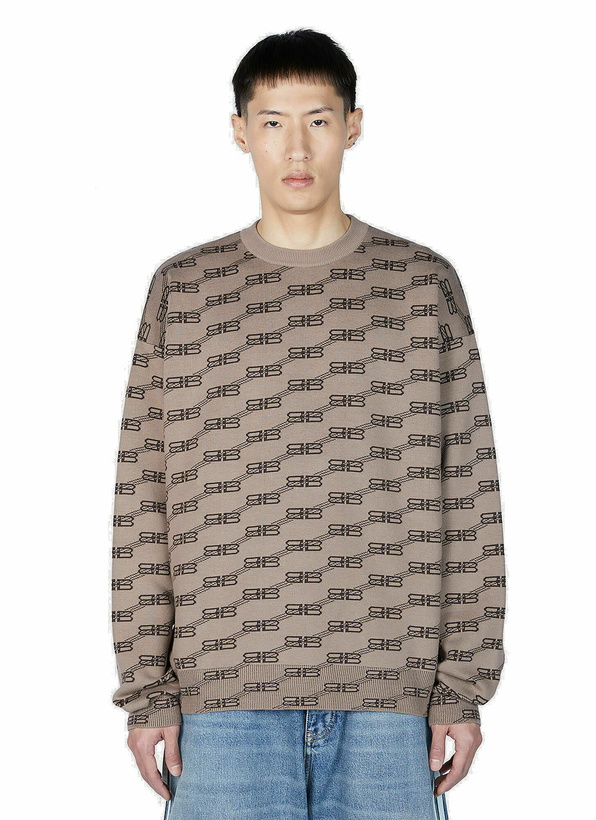 Photo: Balenciaga - Logo Jacquard Sweater in Beige