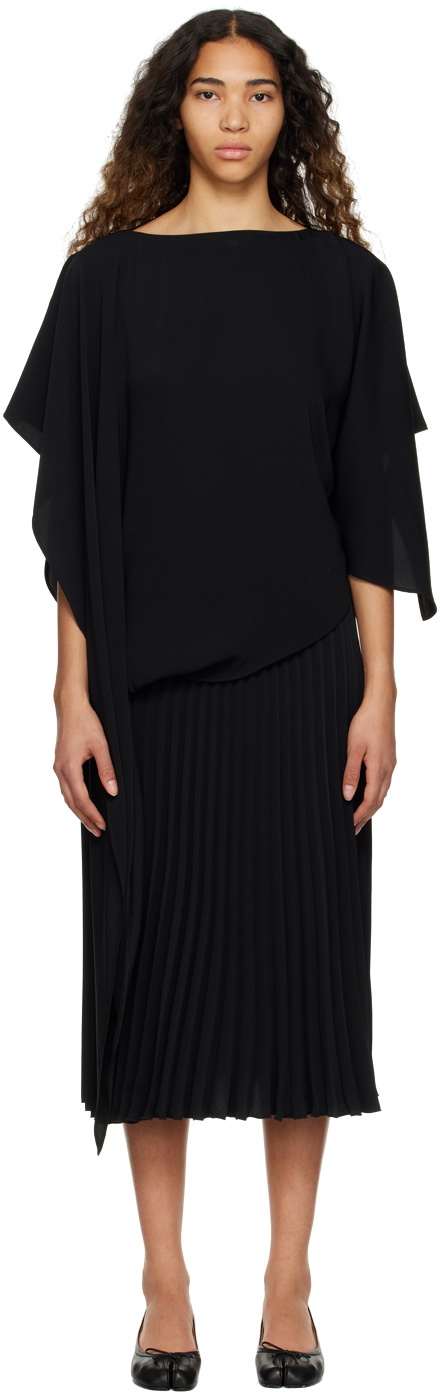 Black Asymmetrical Docking Blouse