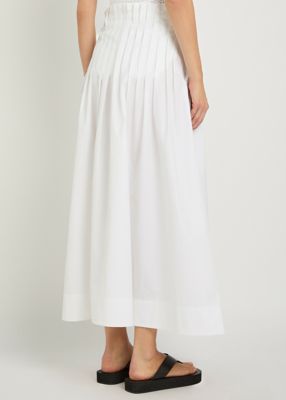 Rohe Pleated Cotton-poplin Maxi Skirt White