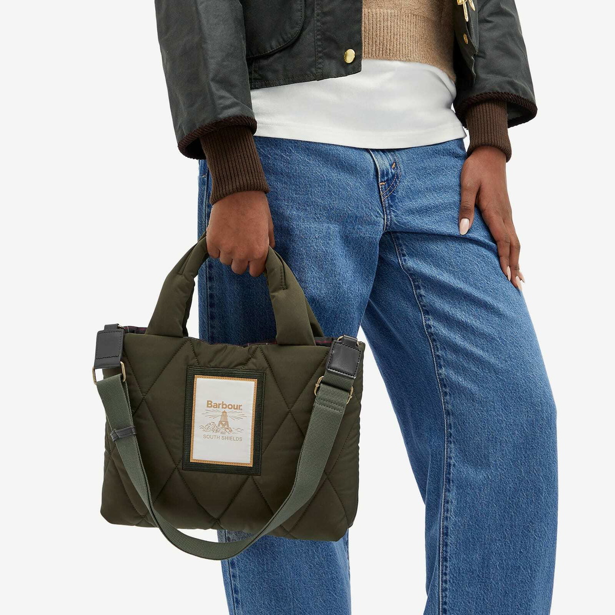 Barbour Women's Mariah Mini Quilted Tote Bag in Olive Barbour