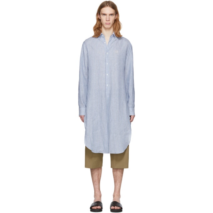Photo: Loewe Blue and White Striped Linen Long Shirt