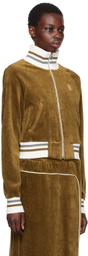 Kijun Brown Embroidered-Logo Track Jacket