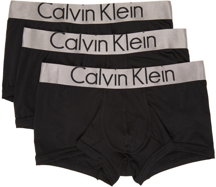 Photo: Calvin Klein Underwear Three-Pack Black Steel Microfiber Briefs
