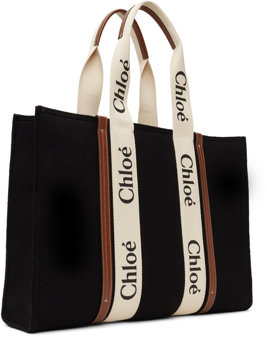 chloe black woody tote