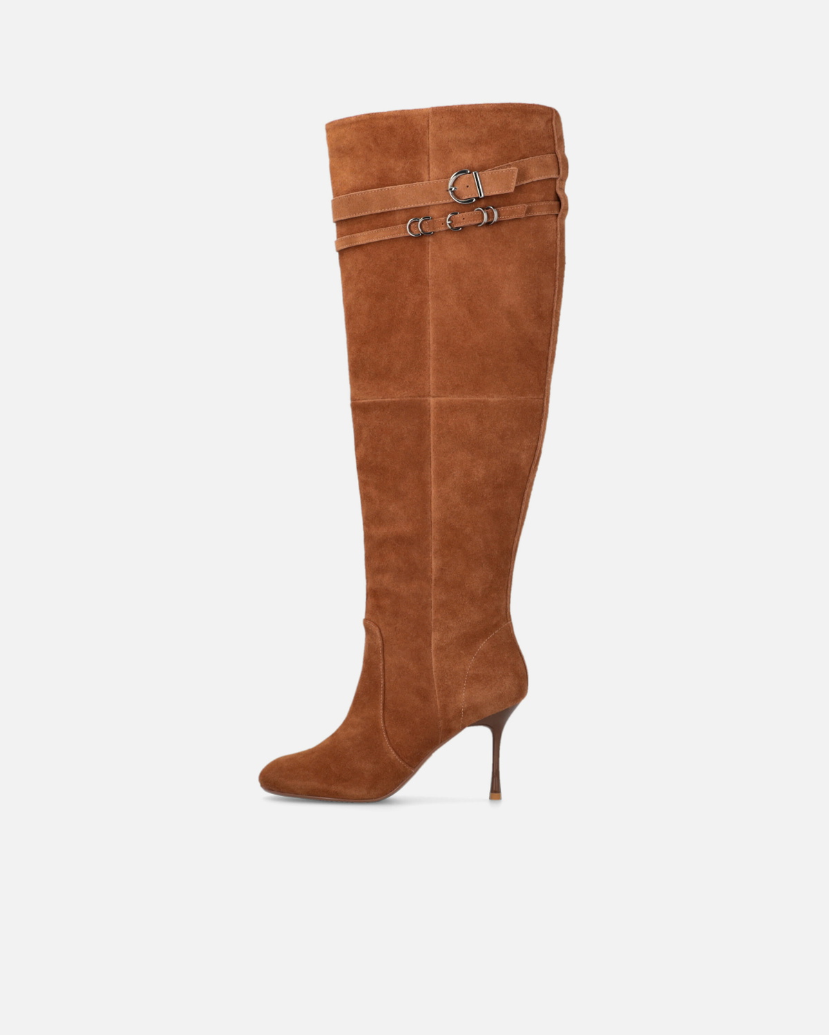 Pinko High Boots In Suede With Heel And Strap Laminated Gold