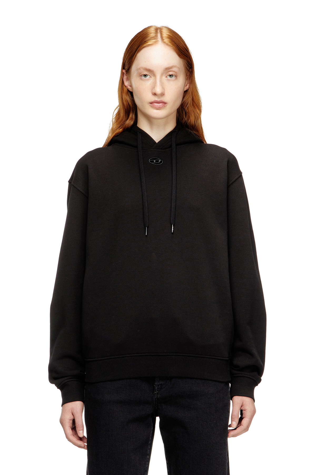 Diesel Hoodie in cotton with Oval D logo - Sweaters Womens in Black