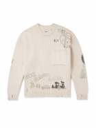 KAPITAL - Distressed Printed Cotton Sweater - Neutrals