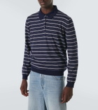 Miu Miu Logo striped cotton-blend polo sweater