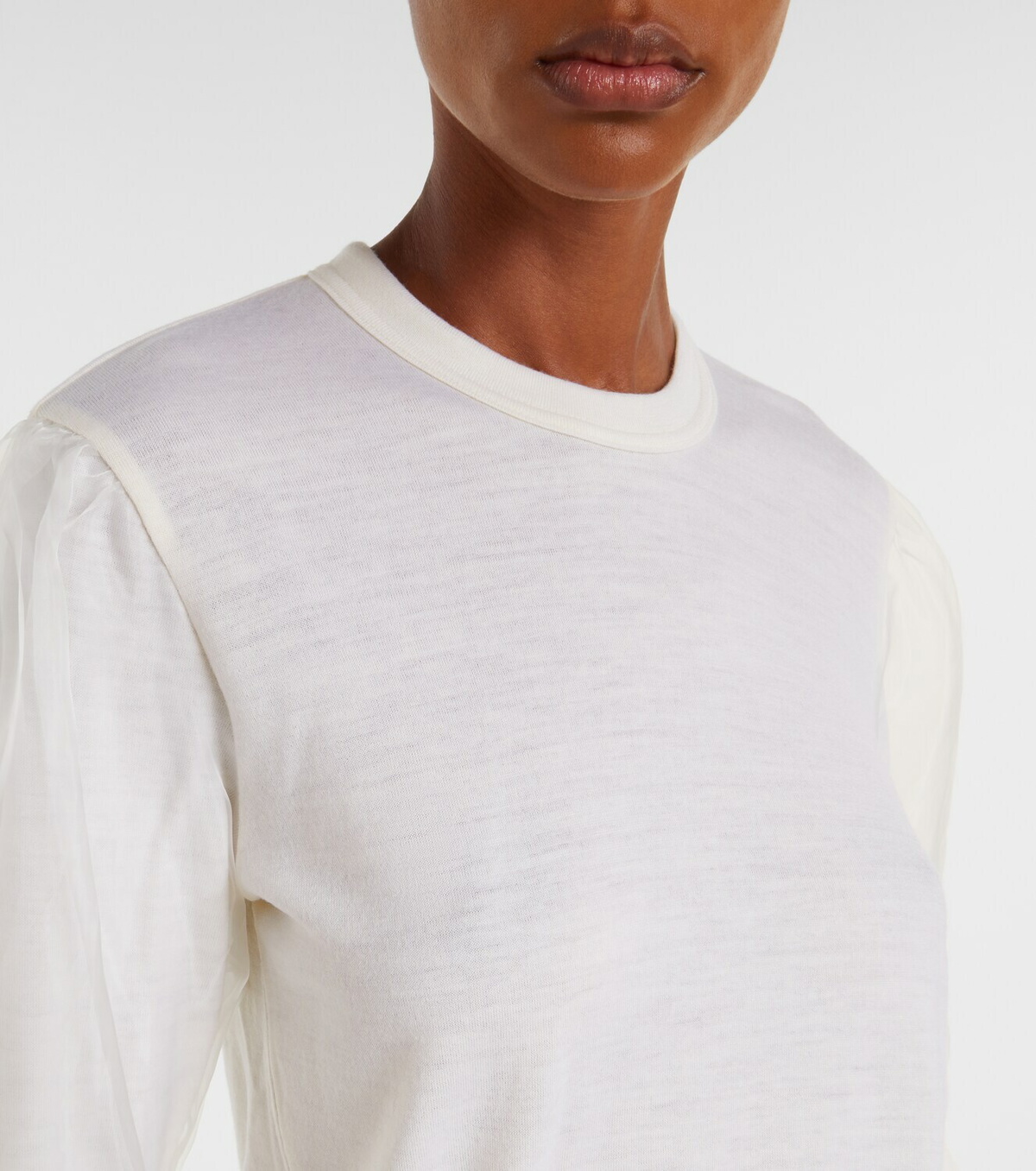 Noir Kei Ninomiya Tulle-trimmed wool sweater