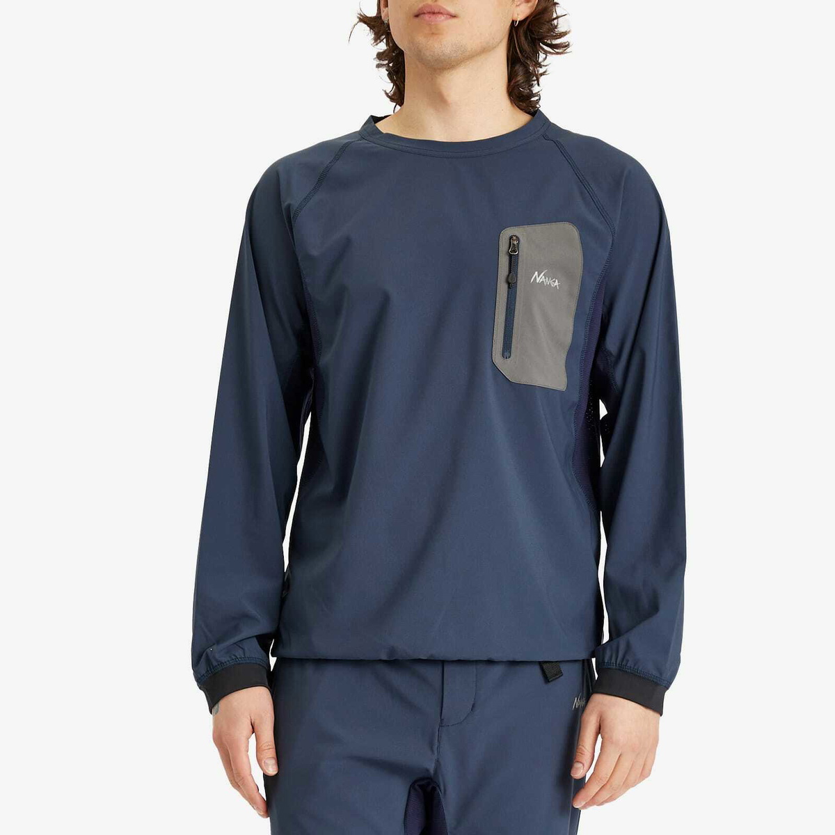 NANGA Men's Hybrid Flex Long Sleeve Top in Navy Nanga