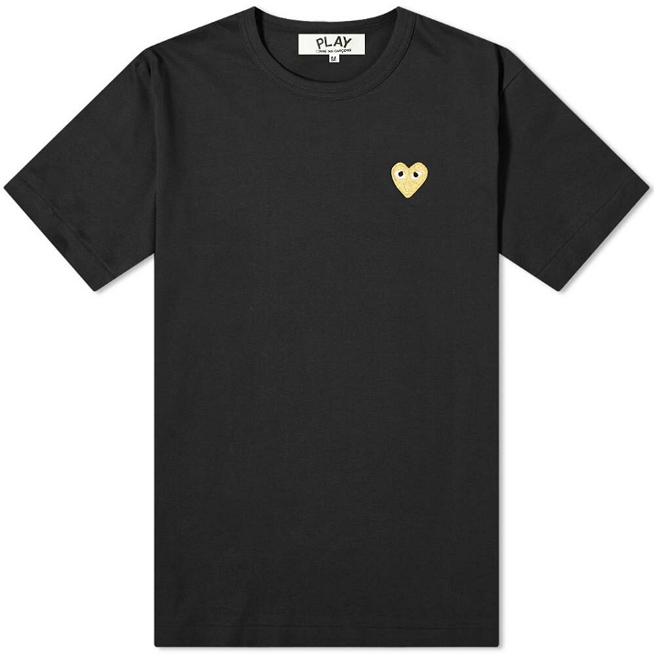 Photo: Comme des Garçons Play Men's Gold Heart Logo T-Shirt in Black