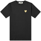 Comme des Garçons Play Men's Gold Heart Logo T-Shirt in Black