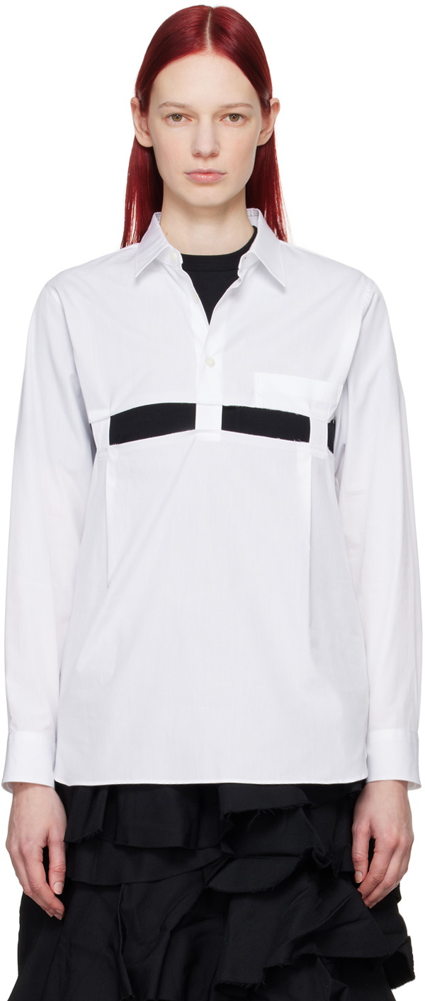 Black Comme des Garçons White Cutout Shirt