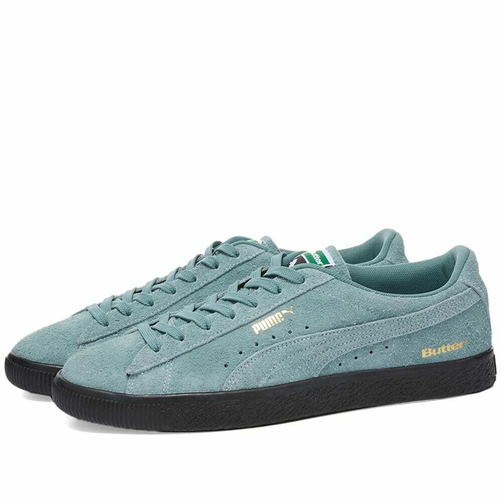 Photo: Puma x Butter Goods Suede VTG HS Sneakers in Mineral Blue/Puma Black