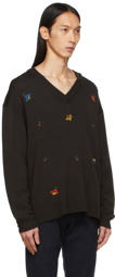 YMC Brown Vertigo V-Neck Sweater