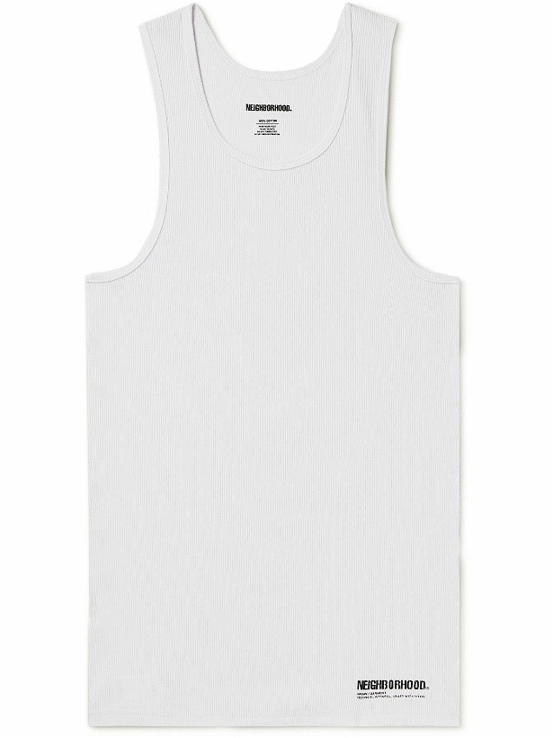 Photo: Neighborhood - Two-Pack Logo-Print Ribbed Cotton-Jersey Tank Tops - White