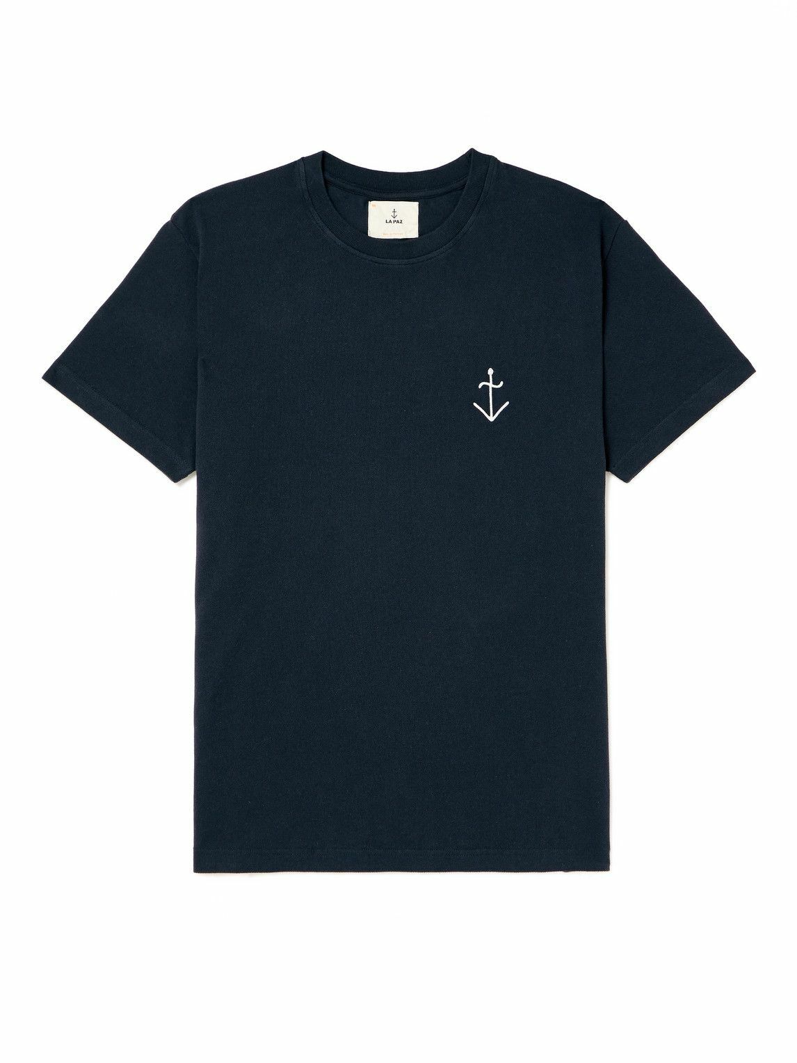 La Paz - Slim-Fit Logo-Emboidered Cotton-Piqué T-Shirt - Blue