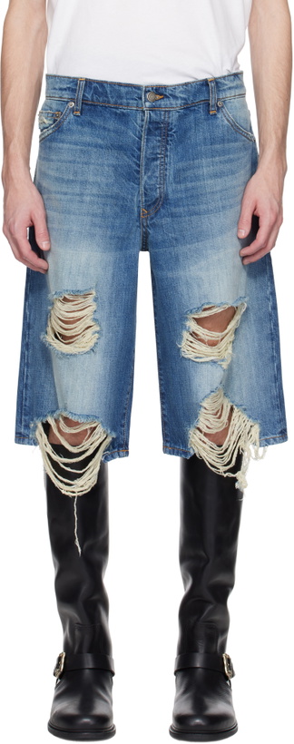 Photo: COÛT DE LA LIBERTÉ Blue Zander Crispy Baggy Denim Shorts