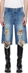 COÛT DE LA LIBERTÉ Blue Zander Crispy Baggy Denim Shorts