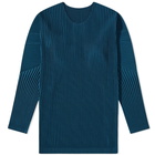 Homme Plissé Issey Miyake Men's Long Sleeve Pleat T-Shirt in Steel Blue