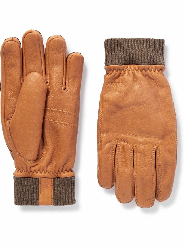 Photo: Hestra - Tore Fleece-Lined Padded Full-Grain Leather Gloves - Brown