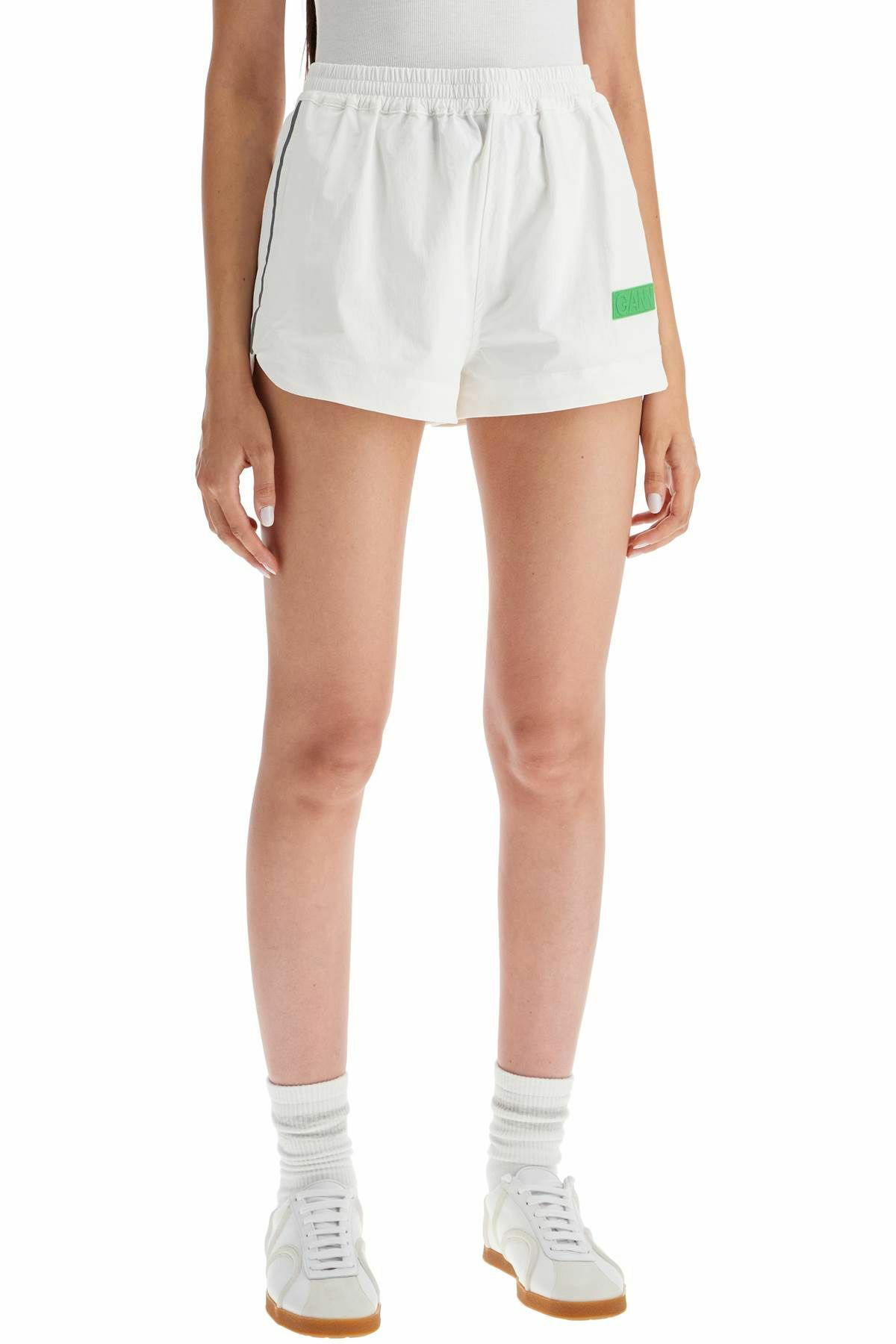 GANNI nylon stretch shorts for active White GANNI