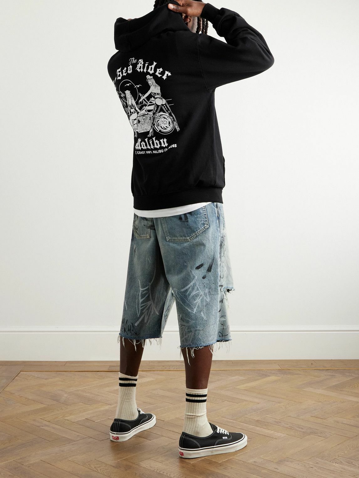 Local Authority LA - Printed Cotton-Jersey Hoodie - Black