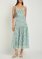 Rabanne Floral-print Silk-chiffon Midi Dress Purple