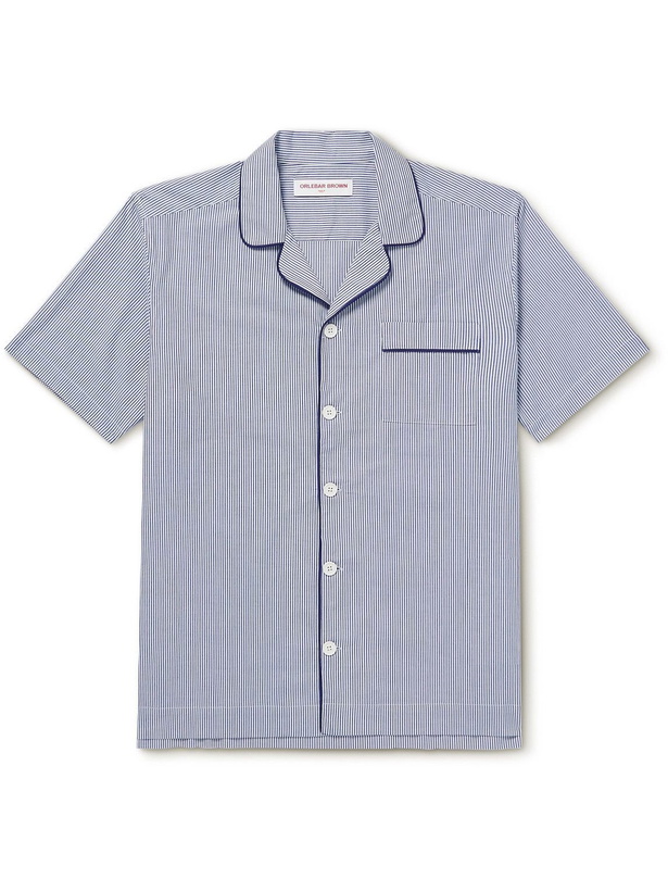 Photo: Orlebar Brown - Marne Striped Cotton-Poplin Pyjama Shirt - Blue