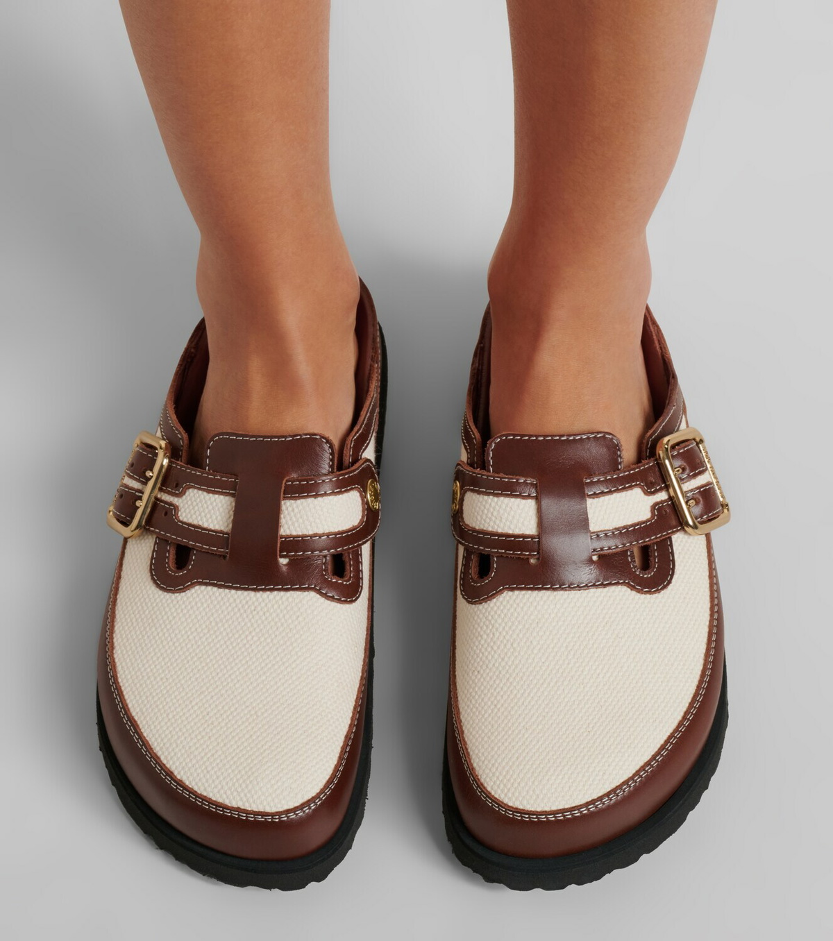 Birkenstock 1774 Boston leather-trimmed woven clogs