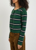 Reformation Clara Striped Cashmere Cardigan Green
