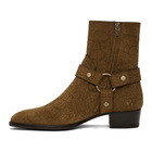 Saint Laurent Brown Croc Wyatt Harness Boots