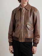 SAINT LAURENT - Leather Bomber Jacket - Brown