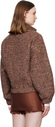 SHUSHU/TONG Brown Stand Neck Pullover Sweater