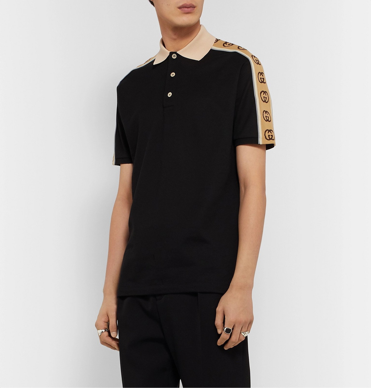 Gucci Men's GG-Tape Stretch-Cotton Polo Shirt